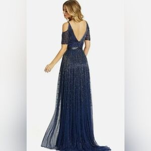 Mac Duggal Navy Blue Backless Gown